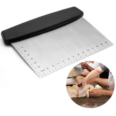 6.5 Inch Stainless Steel Flour Cutter Pizza Cutter Smoother with Measuring Scale Baking Spatulas Kitchen Tools Accessories