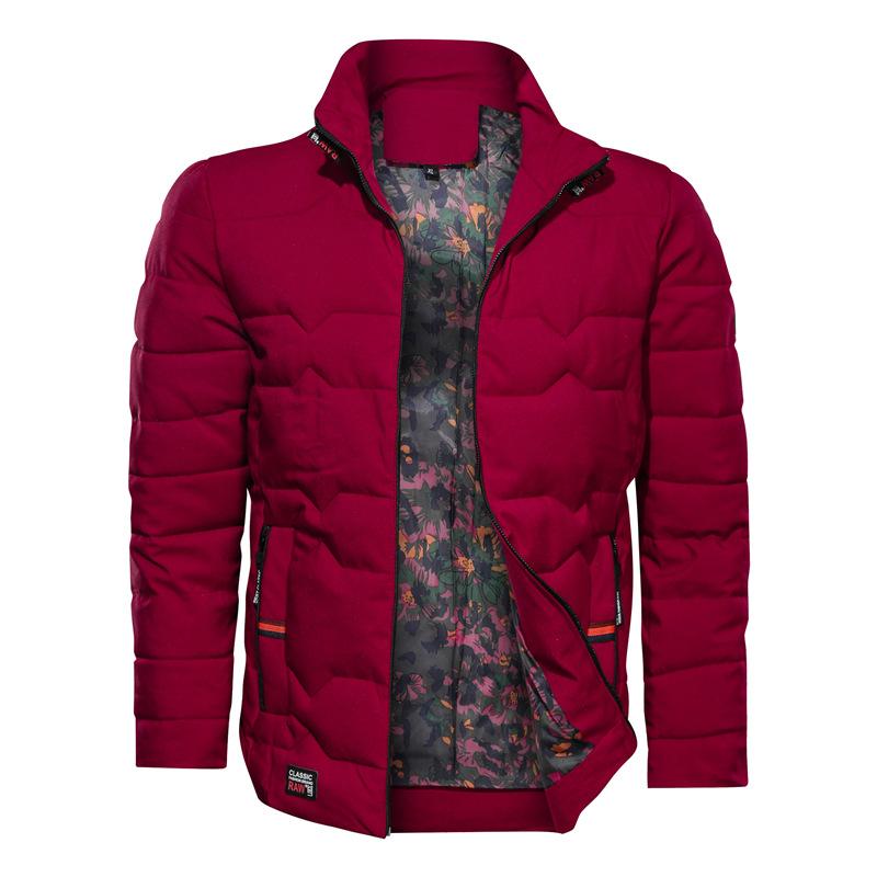 

Winter Men s Puffer Jacket Stand Collar Zip Up Warm Quilted Coat M червоний