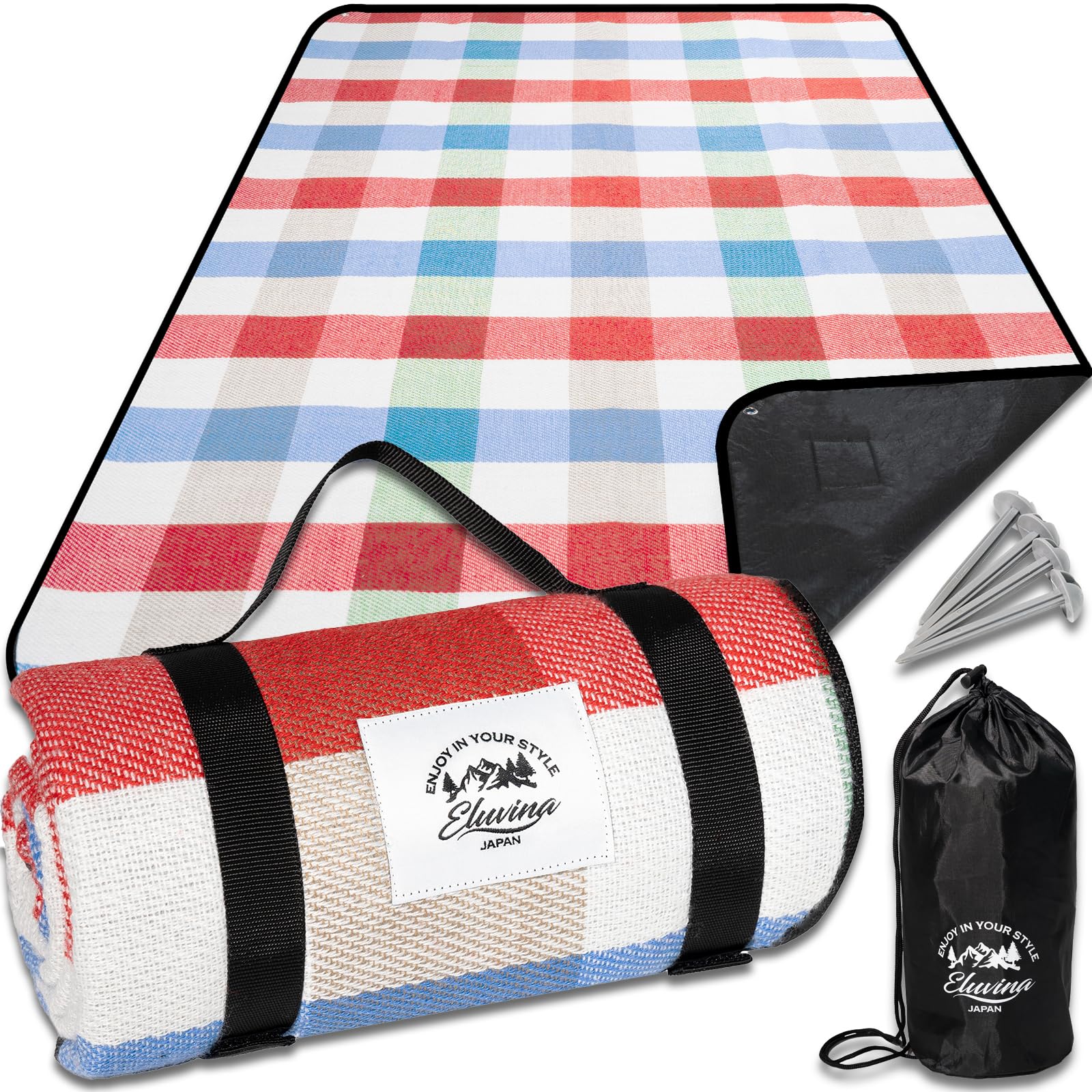 

on BEPAL Picnic For Eluvina [Featured Net] Sheet, Thick, 1-2 People, 100x150cm, Large, Compact, Waterproof, Stylish, (Madras)