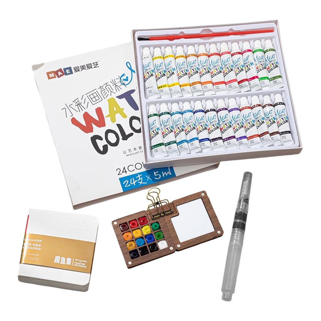 Small  Watercolor Paint Set With Picture Book, With Paint For Beginners,