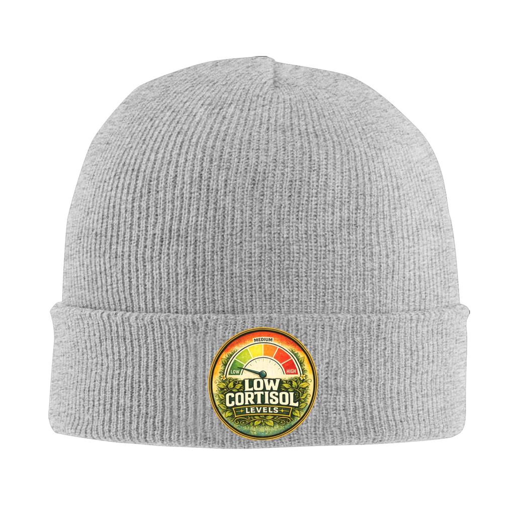 Funny Cortisol Low Level Stress Meter Meme Knitted Caps Womens Unisexs Skullies Beanies Autumn Winter Hat Crochet Melon Cap