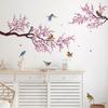 Rosa Pfirsichblüte Blumen Zweig Vögel Floral Wandaufkleber für Schlafzimmer Wohnzimmer Möbel Hintergrund Wandtattoos Wandbilder PVC