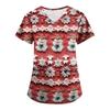 Plus SizePrinted Scrub Working Uniform Tops For Women's Cross V-Neck Print Short Sleeve Fun T-Shirts Workwear Tee With Pockets
