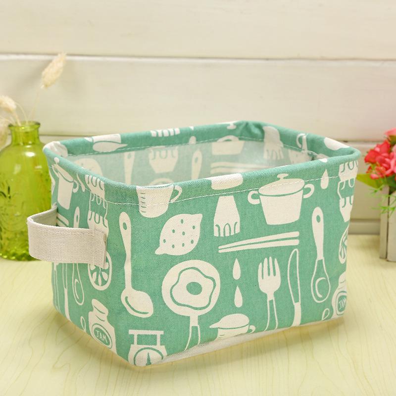 Fabric Cotton Linen Storage Small Square Box Desktop Debris Storage Basket Storage and Sorting Portable Storage Basket Storage Basket