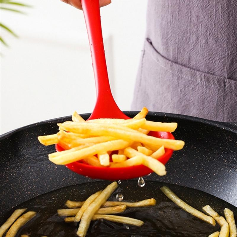 Set of 2 Kitchen Strainer Spoon Silicone Skimmer Slotted Spoon Strainer Ladle Strainer Spoon for Draining and Cooking