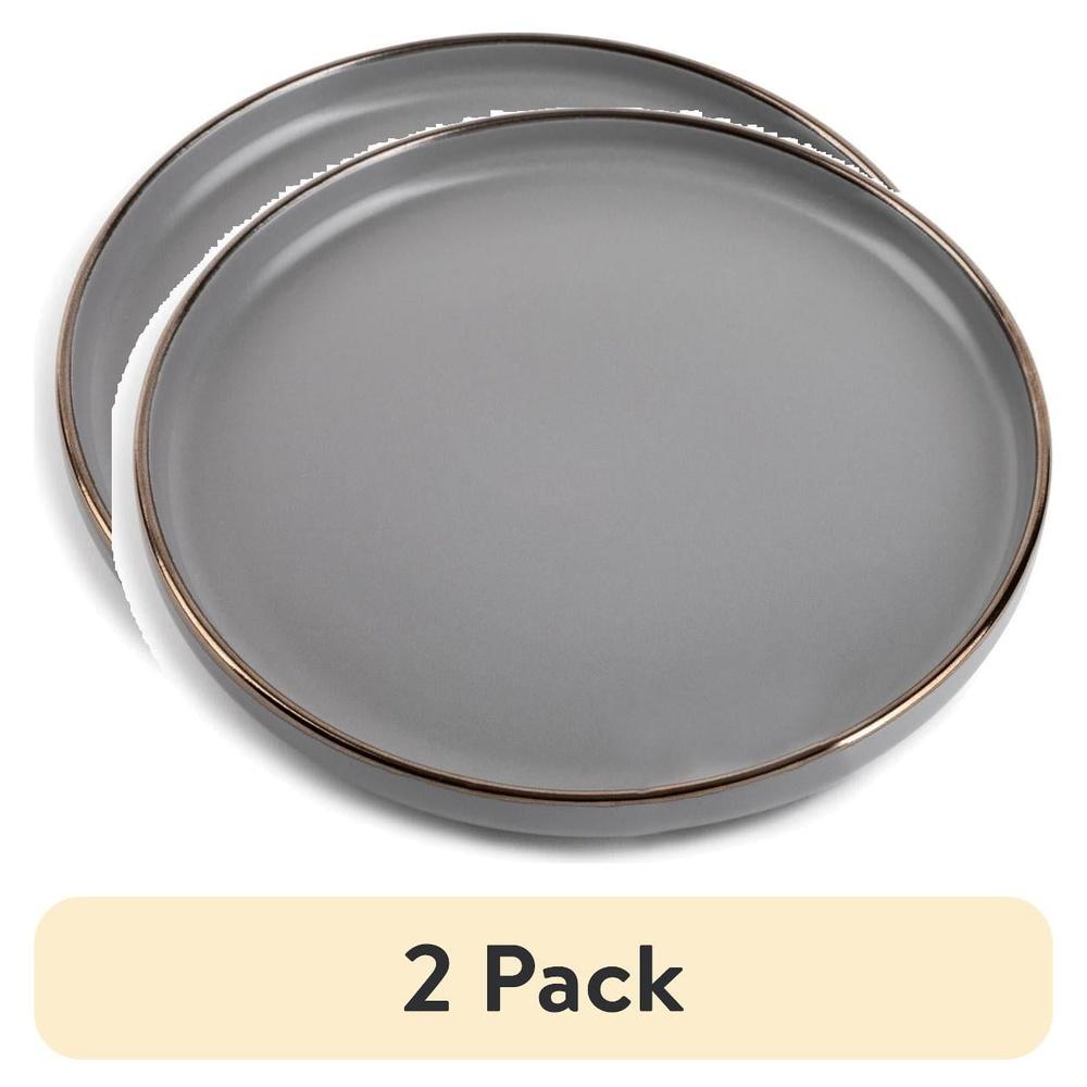 

2 Pack Stoneware Salad Plates Microwave Dishwasher Freezer Safe Round Dinnerware Versatile Use Elegant Design Easy Clean United States