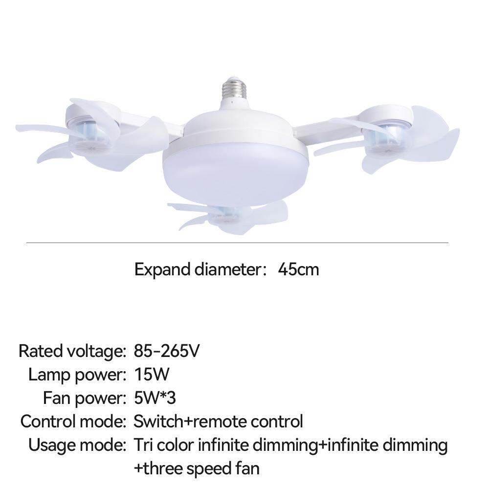 Modern E27 LED Ceiling Fan Light Remote Control Foldable Multi Head Invisible Fan Lamp 3 Speed Dimmable Low Noise Indoor