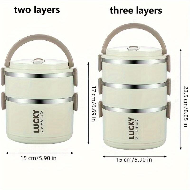 Japanese Style  Stainless Steel Double-layer Lunch Box with Handheld, Student Office Worker with Food Preservation Lunch Box