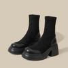 2025 new spring and autumn European station thick-soled heightening retro short boots women's casual not tired feet elastic thin Martin boots