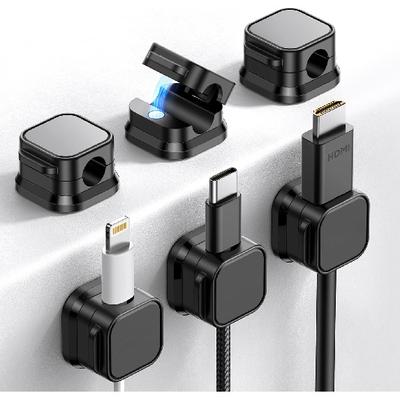 6 Pack Magnetic Cable Clips, Cord Holder, Under Desk Cable Management, Wire Holder Keeper Organizer for Home Office Desk Phone Wall Desktop