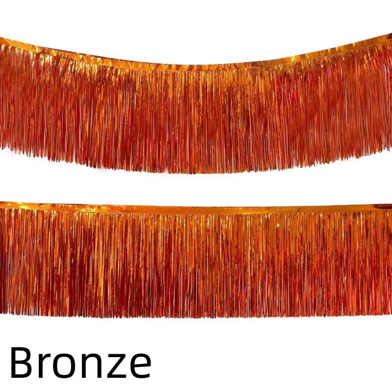 

2/1 упаковка фольгированной бахромы гирлянды металлической мишуры растяжки баннеры для парада поплавки день рождения свадьба рождественская вечеринка декор 2Pack бронзовый