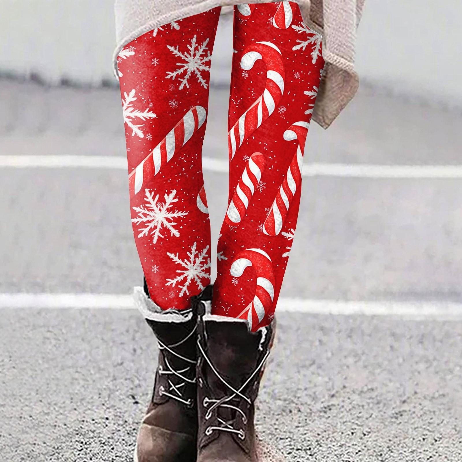 

Женские повседневные уличные брюки с рождественским узором, облегающие эластичные укороченные брюки для йоги L