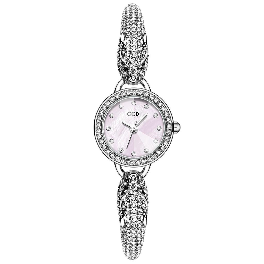 Relógio Feminino de Quartzo com Padrão de Dragão Estilo Chinês, Pulseira em Formato de Dragão com Mostrador Totalmente Diamantado, Design Estiloso e Único