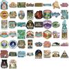 50 Pieces of Cartoon Retro Nature-themed Rule Stickers for DIY Luggage Box Decoration, Skateboard Waterproof Stickers