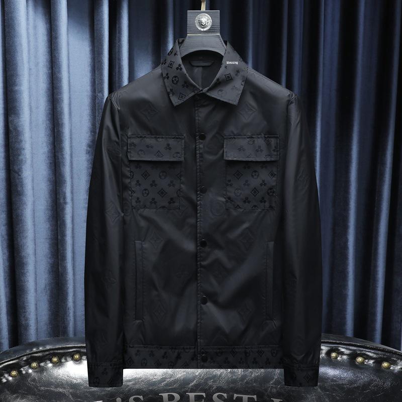 

Men s 2025 Spring Slim Fit Jacquard Lapel Jacket - Trendy European Korean Style. L чорний