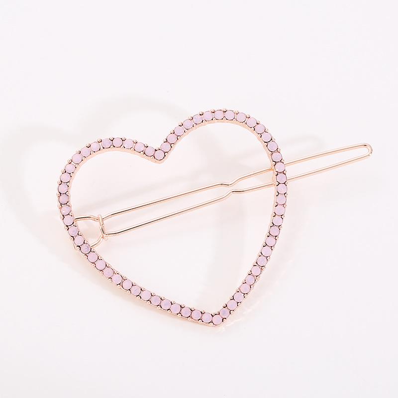 Korean Rhinestone Heart Hair Clip - Versatile & Elegant Side Clip for Ladies