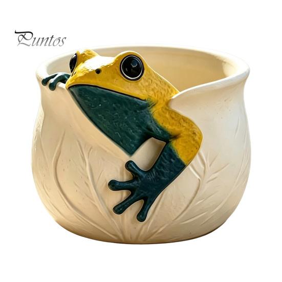 Versatile Gardening Gift for Women 3D Frog Planter, Cute Animal Plant Pot with Leaf Vein Weather Resistant Planter Outdoor Garden Textures, Decorative