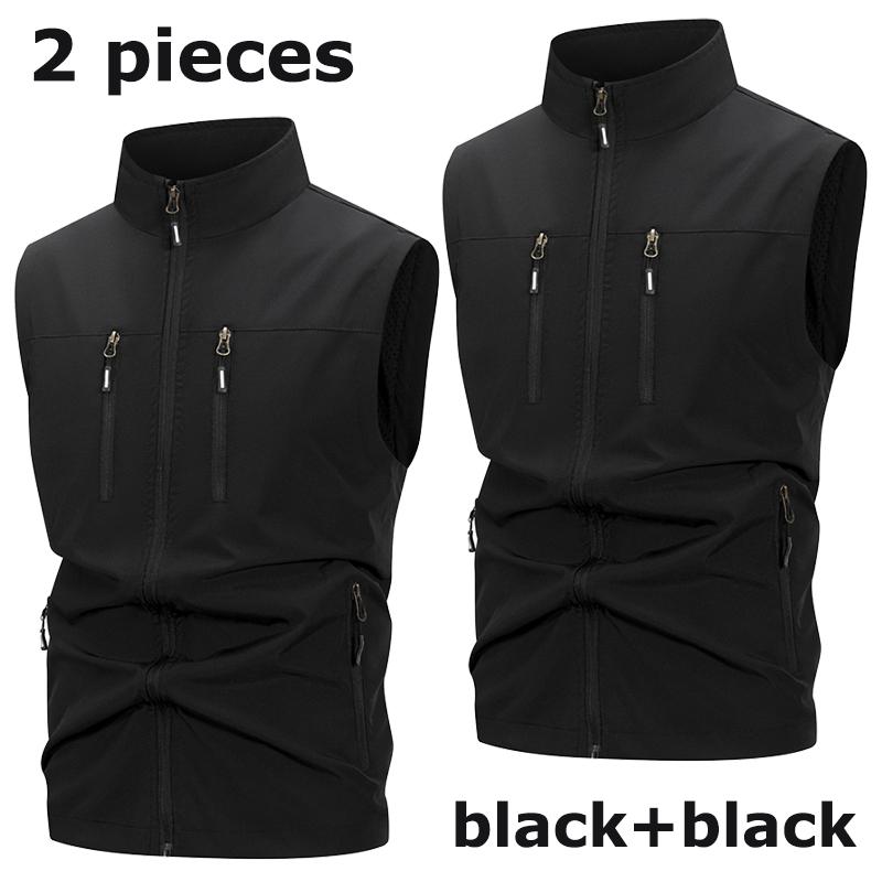 Men's Lightweight Softshell Vest with Zipper Pockets Windproof Sleeveless Jacket for Hiking Golf Outdoor Outwear Windbreaker