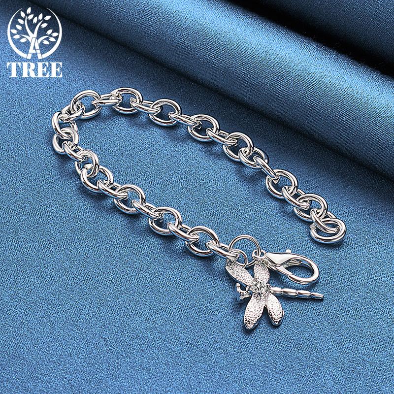 925 Sterling Silver AAA Zirkonový náramek s přívěskem Dragonfly