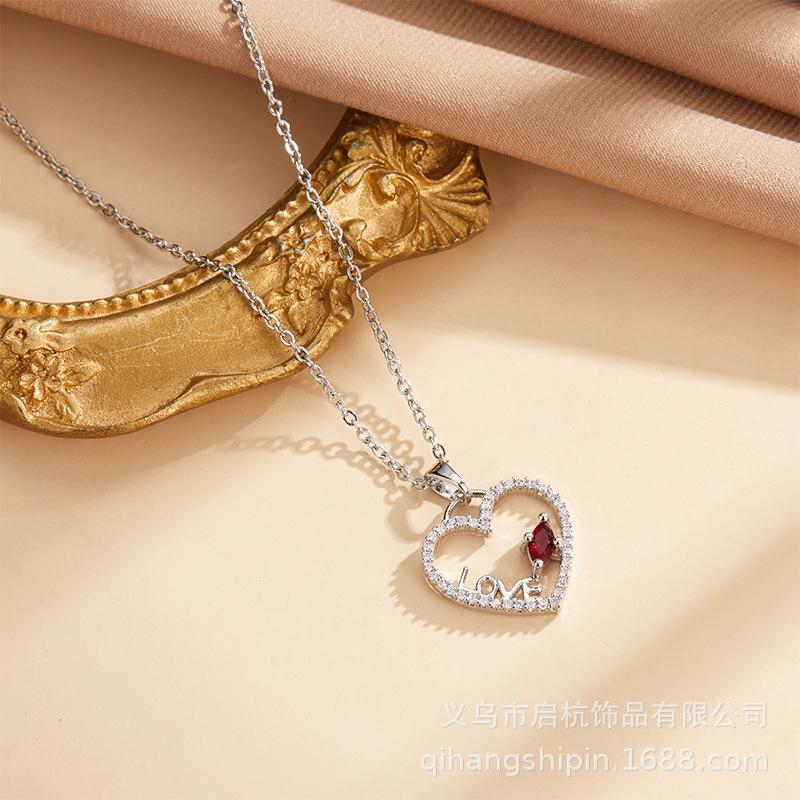 

Love Necklace Women S Simple, Fresh And Natural Versatile Love Zircon Delicate Necklace Jewelry
