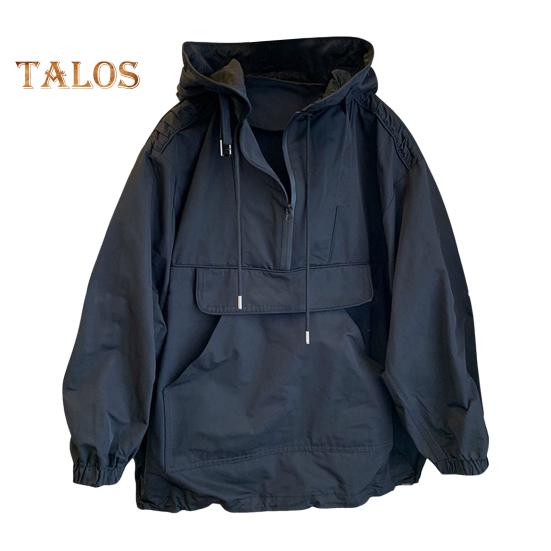 

Мужская ветрозащитная куртка с капюшоном и длинными рукавами, с застежкой-молнией на половину длины, карманом-кенгуру, толстовка с капюшоном на весну и осень XXXL чёрный