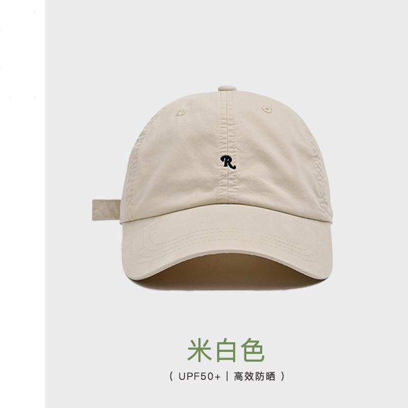 R standard embroidered soft-top baseball cap for women, small face, summer visor hat for men, four-season deep top cap