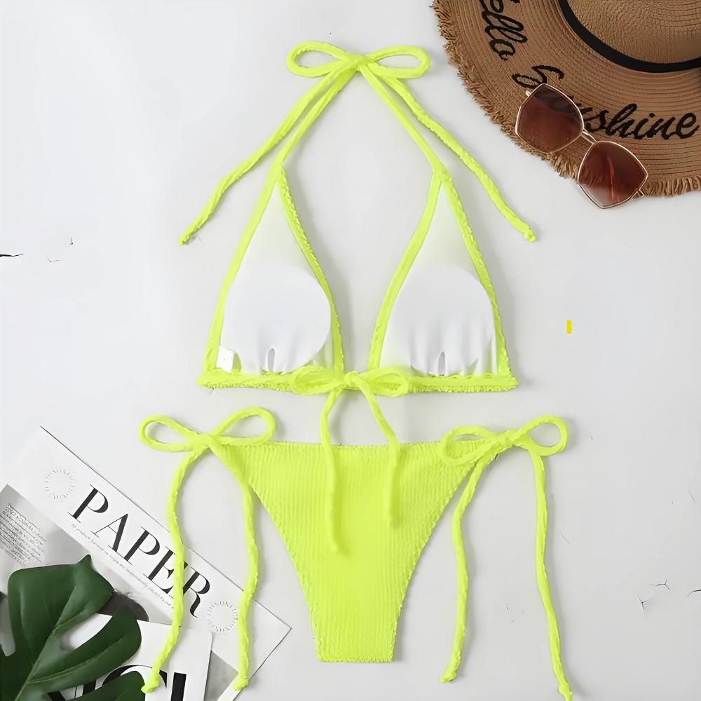 Two-piece Swimsuit, Neon Bikini, Tied, Sexy, M Two-piece Swimsuit, Neon Bikini, Plus Size, Top and Bottom Set, XL