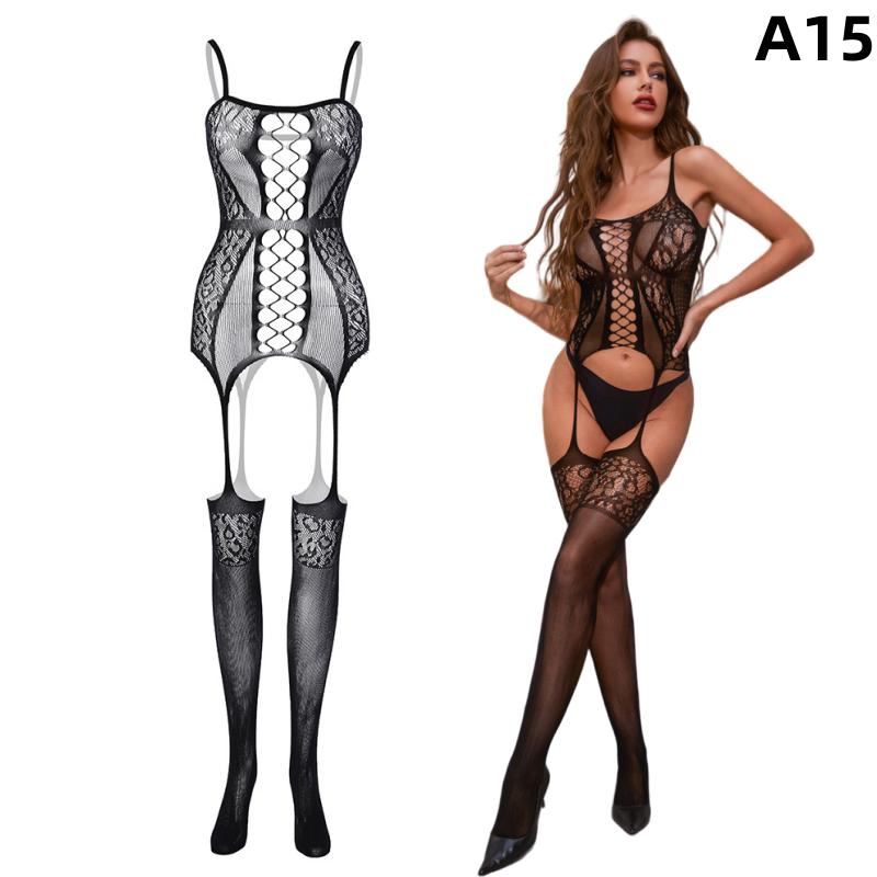 Dámské síťované přiléhavé síťované body Sexy spodní prádlo Spodní prádlo Krajka Transparentní Jednodílné tělové punčochy Kombinézy Punčochy Uniforma