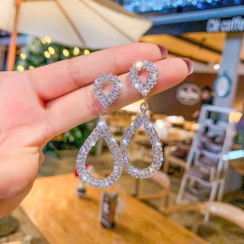 Cute Female Big Water Drop Earrings Fashion Color Gold Wedding Earrings Jewelry Vintage Long Dangle Earrings For Women