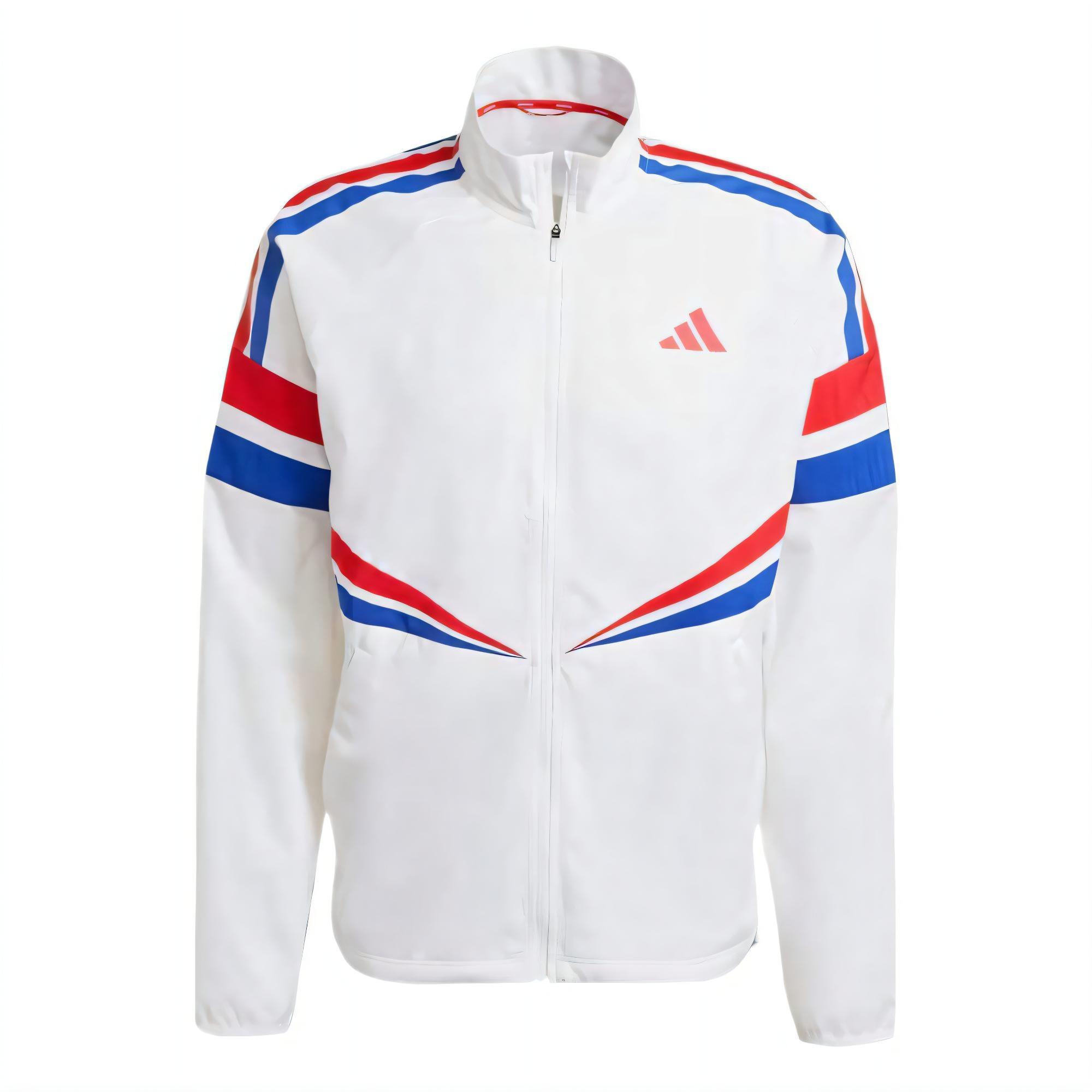 adidas Adizero Retro Running Jacket Asia Sizing White Blue Red Men s JD7317 XL