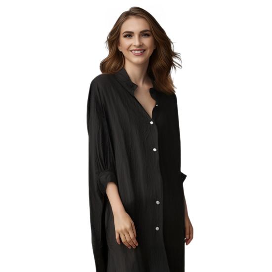 Chemise Femme Revers Manches Longues Boutons Patte de Boutonnage Hauts de Chemise avec Poches Couleur Unie Coupe Régulière Chemise Décontractée Travail Vie Quotidienne
