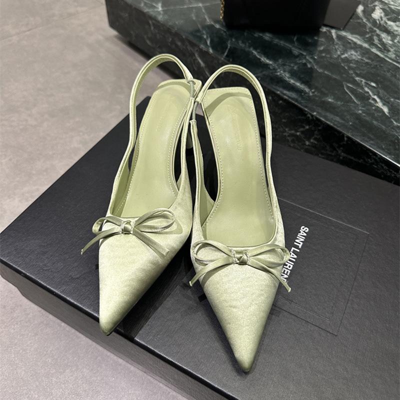 

Летние женские сандалии 2025 Модные туфли с острым носком и бантом-бабочкой Элегантные женские туфли на высоком каблуке для вечеринки, клуба Сандалии 40 зелёный