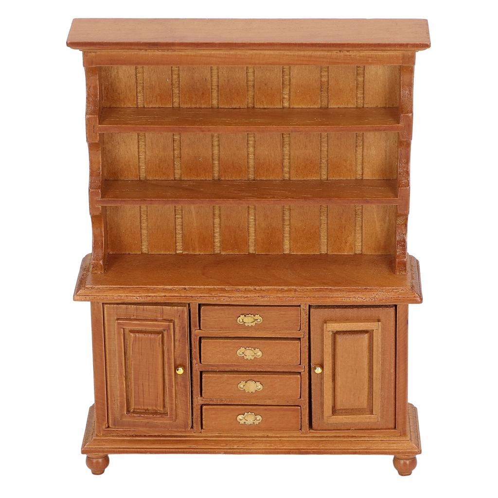 Dollhouse Bookshelf 1:12 Mini Doll House Furniture Retro Miniature Bookcase Savings Cabinet Study