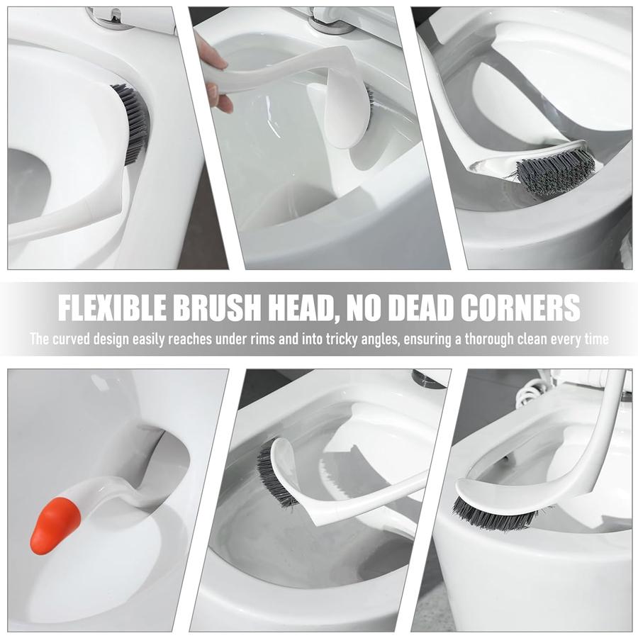 Ensemble Brosse de Toilette en Forme de Cygne avec Support, Brosse de Nettoyage de Salle de Bain à Long Manche Facile à Utiliser, Accessoires Nettoyant pour Cuvette de Toilette