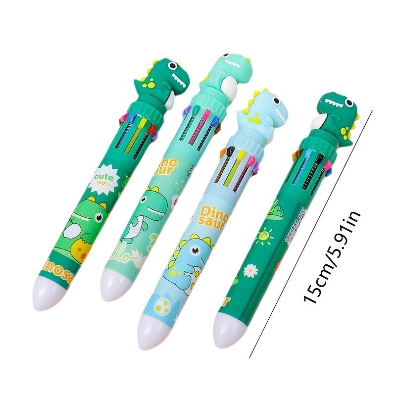 1pc Dinosaur-Themed 10-Color Retractable Ballpoint Pen - Fun Creative Stationery Gift, Korean Stationery,office Supplies