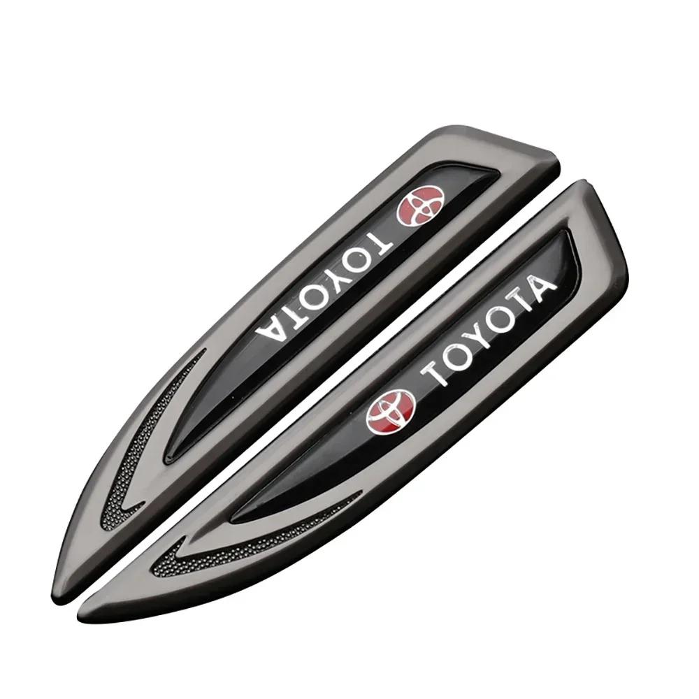 2Pcs Car Metal Alloy Logo Auto Body Side Fender Knife Badge Stickers For Toyota Fortuner Chr Prius Verso Hiace Yaris Trd Corolla