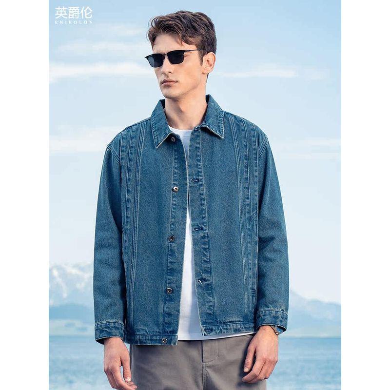 Autumn and Winter American Retro Washed Denim Jacket Men's Trendy Brand Loose Fit Spring and Autumn Turn-Down Collar Shirt-Style Denim Jacket