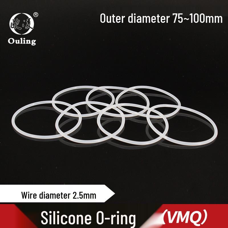 White Silicone O-Ring - Various Outer Diameters (75-100mm) x 2.5mm - Waterproof, Eco-Friendly, Excellent Elasticity 75mm OD * 2.5mm (1 piece) White Silicone O-ring
