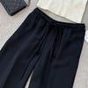 Ice Silk Black Wide-Leg Women's Pants - 2025 Summer Style, New Drapey Straight-Leg, Casual Loose Fit with Sun Protection