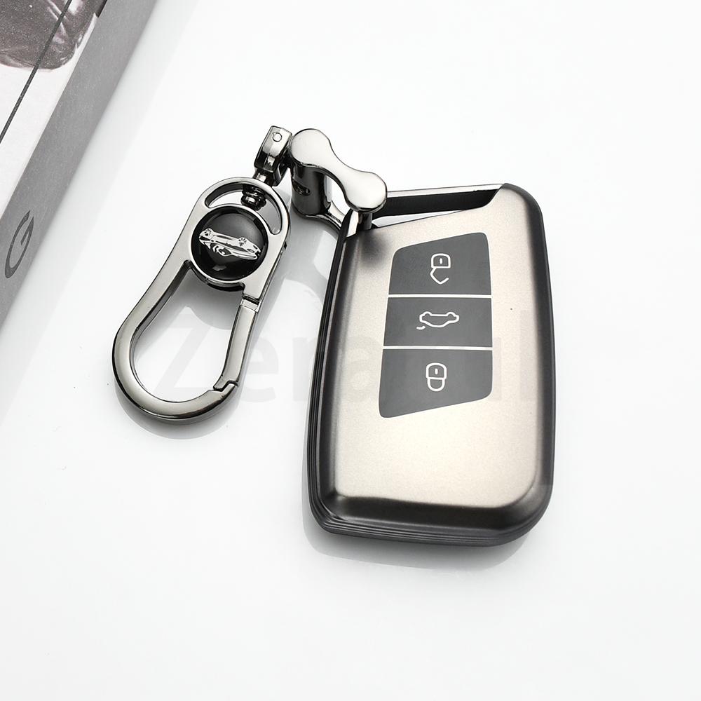 Gun Grey Tpu Keyless Keychain Car Key Fob Case Cover For Volkswagen Vw Tiguan Taos Arteon Atlas Cross Sport Passat B8 Jetta