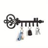 Wall Mounted Black Metal Key Organizer with Hooks