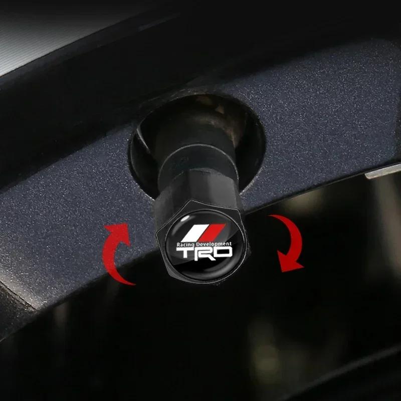 Car Badge Keychain Keyring With Tire Valve Cap Car Accessories For Toyota TRD Logo RAV4 Levin Reiz Corolla Chr Avensis Yaris