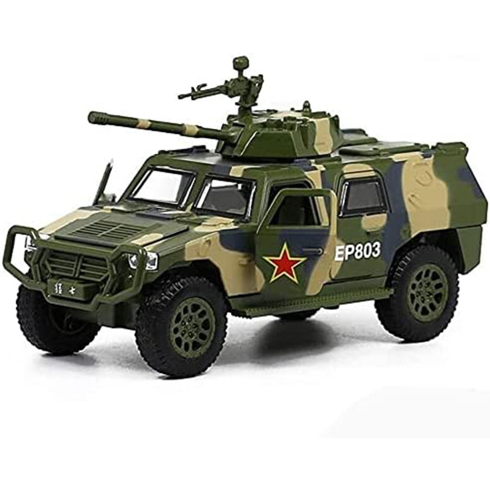 Camion de jucărie militar la scară 1/50 Tanc de luptă blindat pentru armata Vehicul de teren Trage jucării armate înapoi cu lumină și sunet