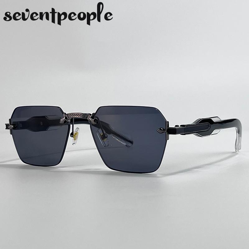 Retro Bezrámečkové Čtvercové Sluneční Brýle Dámské Luxusní Značka Trendy Steampunk Polygonální Sluneční Brýle Pro Dámy Módní Bezrámečkové Odstíny