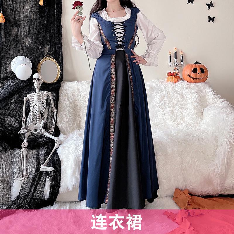 Halloween Costume Vintage Court Style Witch Dress Long Dress Medieval Art European Pastoral Cosplay