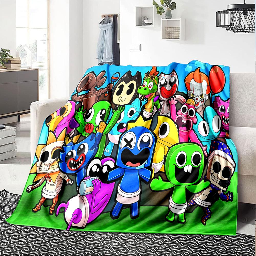 1pc Geometry Dash Adventure flannel Blanket for Super Soft Cute Comfort Blanket for Travel Bedding Couch Sofa Blanket Y73027