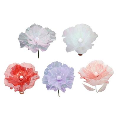 50cm Big Artificial Flower Hollow Design Silk Mesh Flower Gauze Poppy Flower Event Party