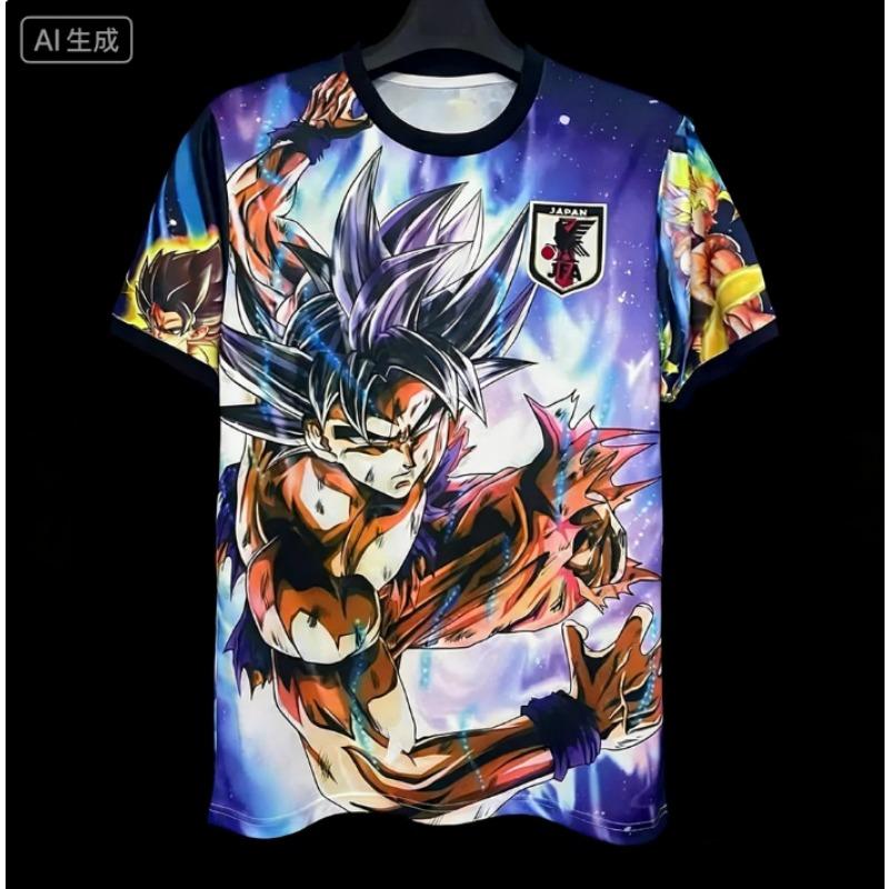 

2026 Kids Male Boys Sportswear Tee Top Gift Men Gym Fitness Soccer Breathable T Shirt Dragon Ball Z Goku Japan Football Jersey S