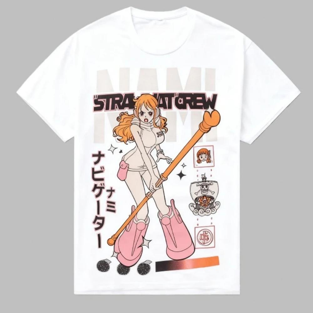 One Piece Cat Burglar Nami Unisex T-shirt 2026 Summer New Popular Anime Print American Casual Parent-child Short Sleeved Shirt