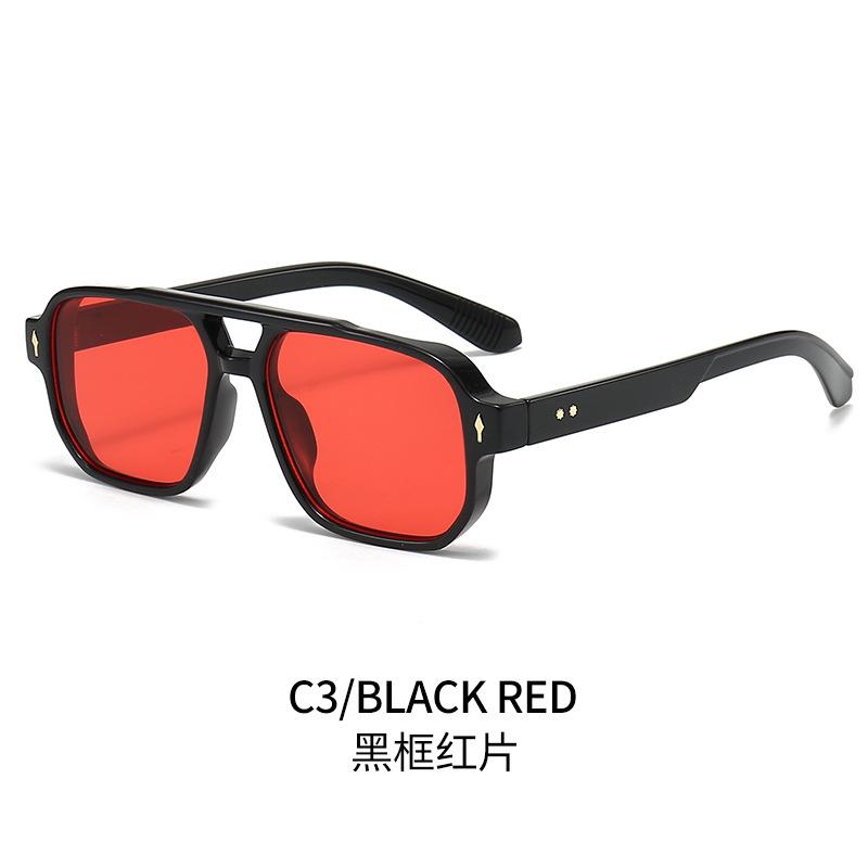 New Square Double Beam Sunglasses Men'S Casual Driving Sunglasses Business Style Decorative Sunglasses